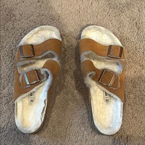 Birkenstock Shearling Lined Sandals - Brown